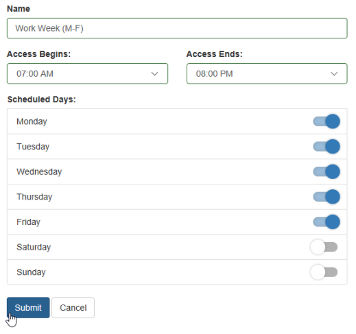 New Time Schedule